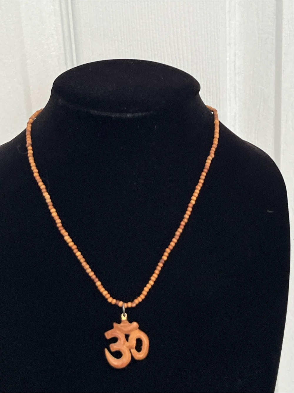 Wooden Om Pendant Beaded Necklace Tibetan Yoga Jewelry